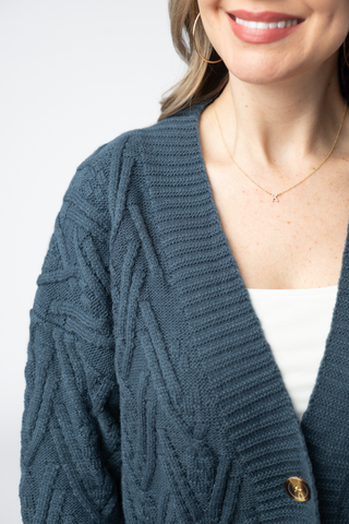 Brooks Button Sweater Cardigan - Navy