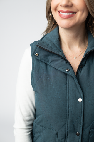 Remy Zip Up Vest - Teal