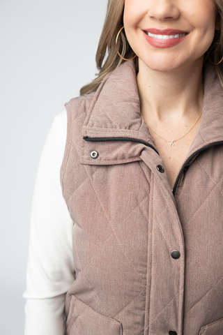 Remy Zip Up Vest - Chestnut