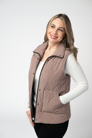 Remy Zip Up Vest - Chestnut