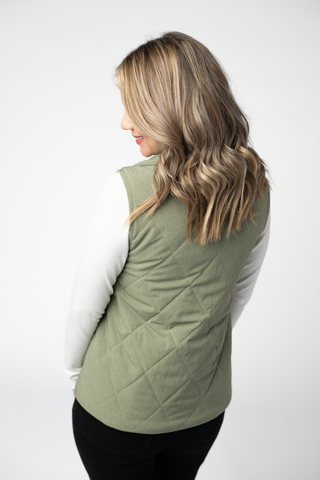 Remy Zip Up Vest - Dark Sage