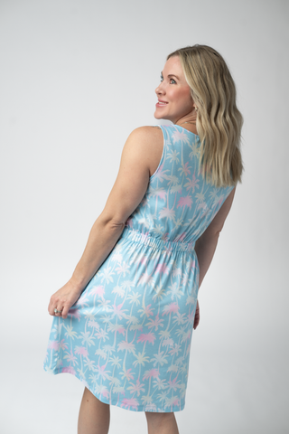 Beverly Button Dress - Aqua Palm