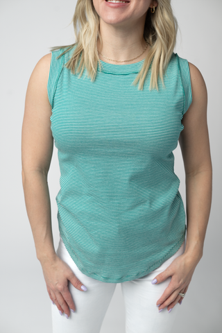 Morgan Micro Striped Tank - Jade