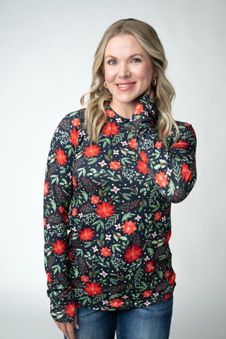 Blair Long Sleeve Top - Poinsettia Nights