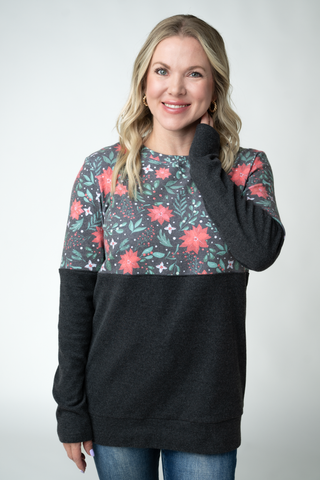 Natalie Pullover - Poinsettia Nights