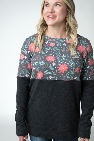 Natalie Pullover - Poinsettia Nights