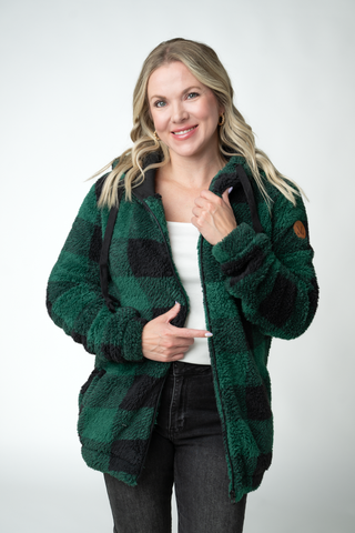 Sherpa Fullzip Hoodie - Evergreen Plaid