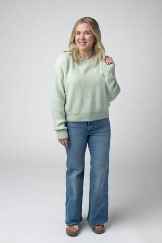 Josie Cozy Crew Sweater - Light Green