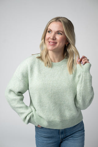Josie Cozy Crew Sweater - Light Green