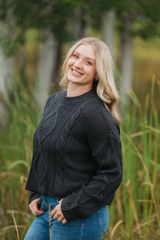 Cable Knit Sweater - Charcoal