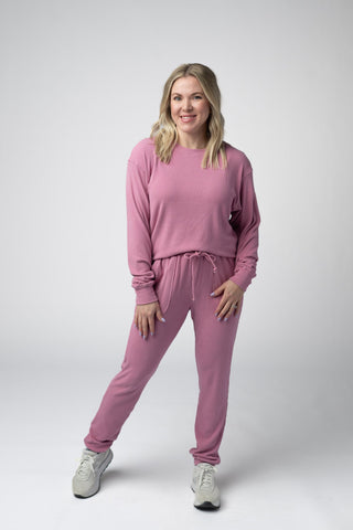 Corrine Ribbed Pullover Top - Rose