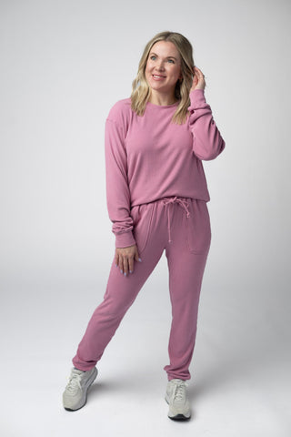 Corrine Ribbed Pullover Top - Rose