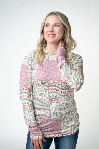 Blair Long Sleeve Top - Holiday Patchwork