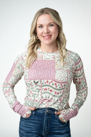 Blair Long Sleeve Top - Holiday Patchwork