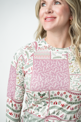 Blair Long Sleeve Top - Holiday Patchwork