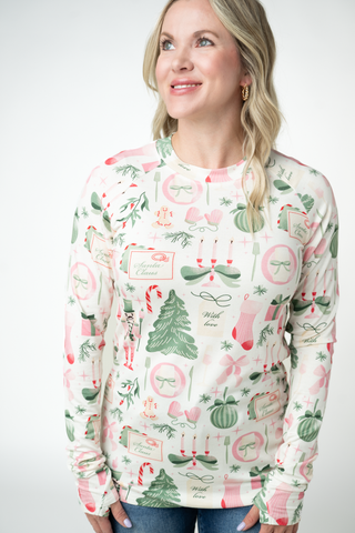 Blair Long Sleeve Top - Pink Pine Noel