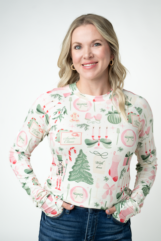 Blair Long Sleeve Top - Pink Pine Noel