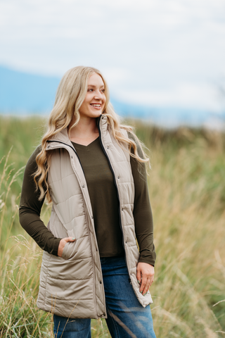 Harlow Long Vest - Latte