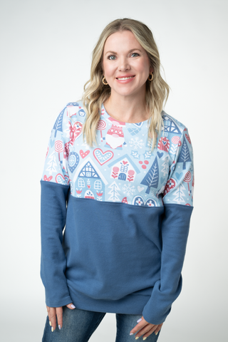 Natalie Pullover - Winter Gnome and Blue
