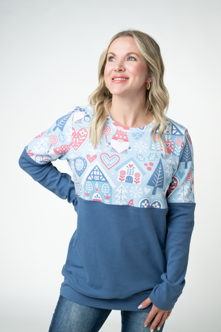 Natalie Pullover - Winter Gnome and Blue