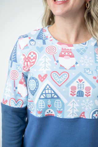Natalie Pullover - Winter Gnome and Blue