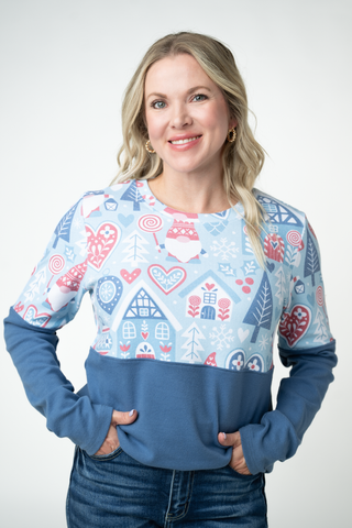 Natalie Pullover - Winter Gnome and Blue