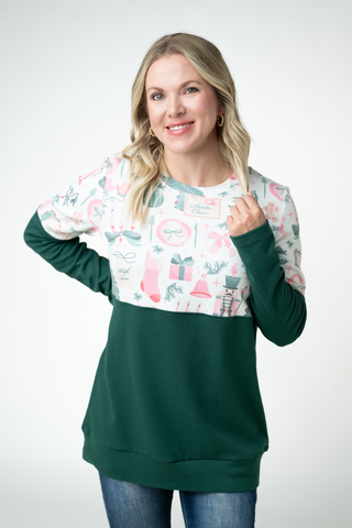 Natalie Pullover - Pink Pine Noel and Evergreen