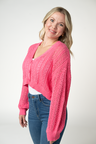 Callie Cropped Cardigan - Pink