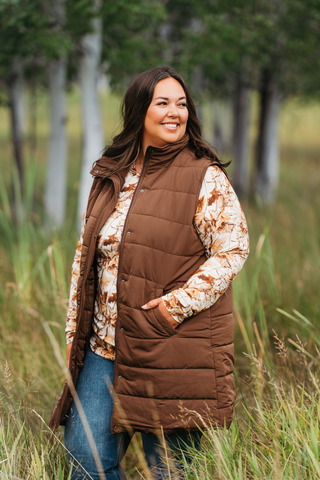 Harlow Long Vest - Brown