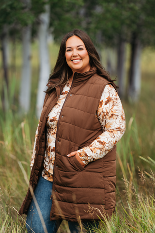 Harlow Long Vest - Brown