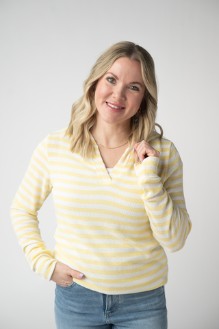 Amelia Striped Hoodie - Lemon