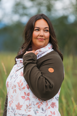Classic Zoey ZipCowl Sweatshirt - Autumn Leaves and Olive