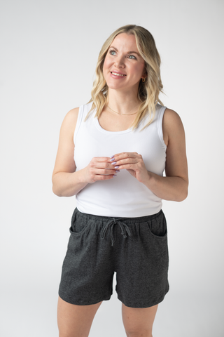 Candice Crinkle Shorts - Charcoal
