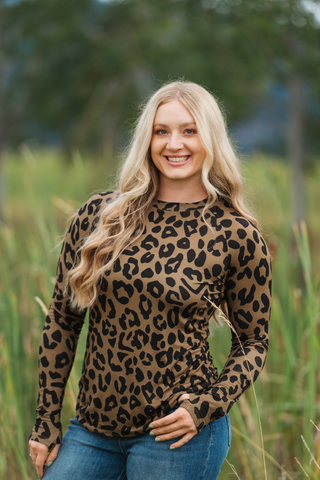Blair Long Sleeve Top - Olive Animal Print