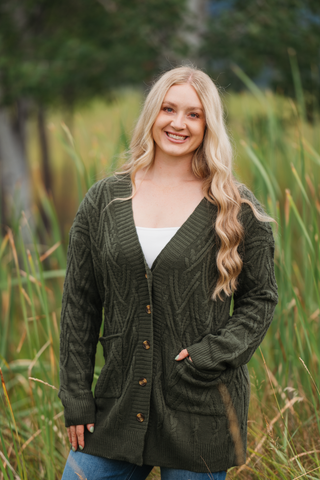 Brooks Button Sweater Cardigan - Olive