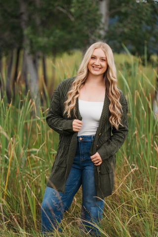 Brooks Button Sweater Cardigan - Olive