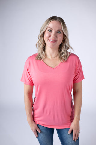 Chloe Cozy Tee - Sun Kissed Coral