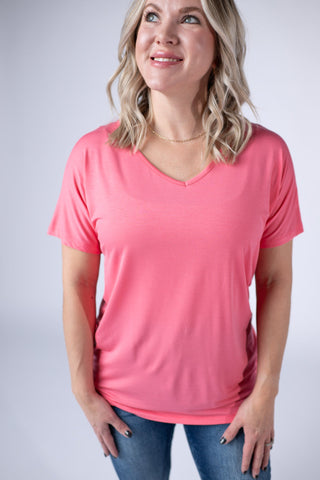 Chloe Cozy Tee - Sun Kissed Coral