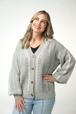 Cable Cardigan - Grey