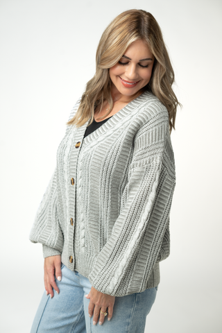 Cable Cardigan - Grey