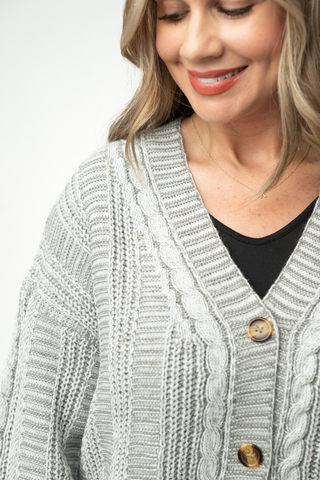 Cable Cardigan - Grey