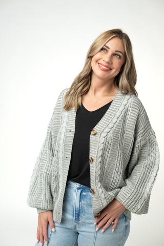 Cable Cardigan - Grey