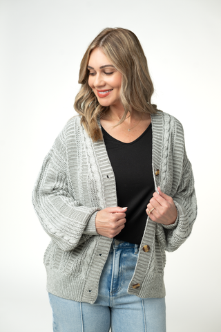 Cable Cardigan - Grey