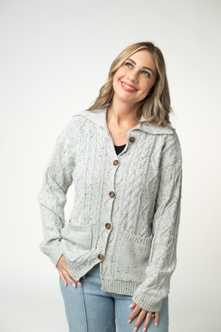 Confetti Dot Cable Cardigan Jacket - Grey