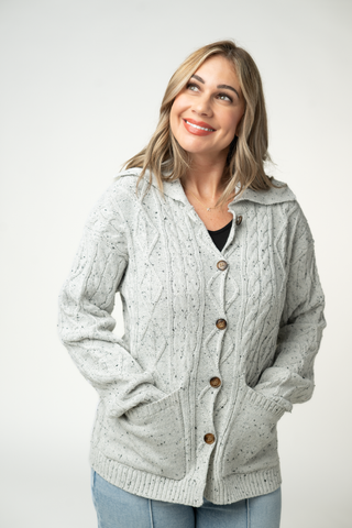 Confetti Dot Cable Cardigan Jacket - Grey