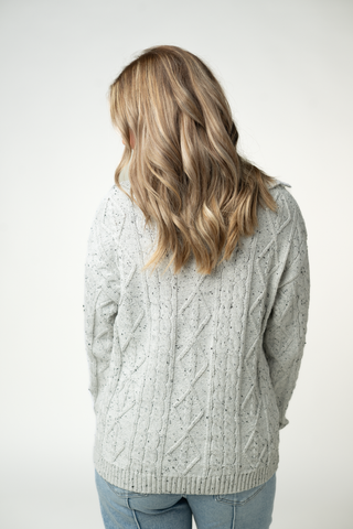 Confetti Dot Cable Cardigan Jacket - Grey