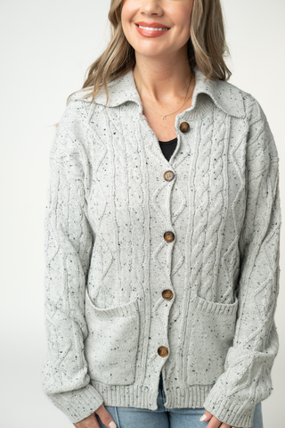 Confetti Dot Cable Cardigan Jacket - Grey