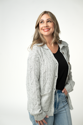 Confetti Dot Cable Cardigan Jacket - Grey