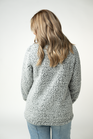 Two Tone Fullzip Sherpa - Charcoal and White