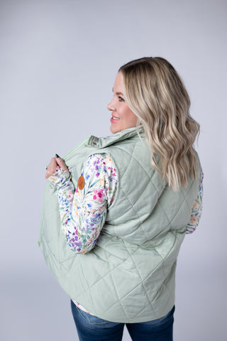 Remy Zip Up Vest - Sage